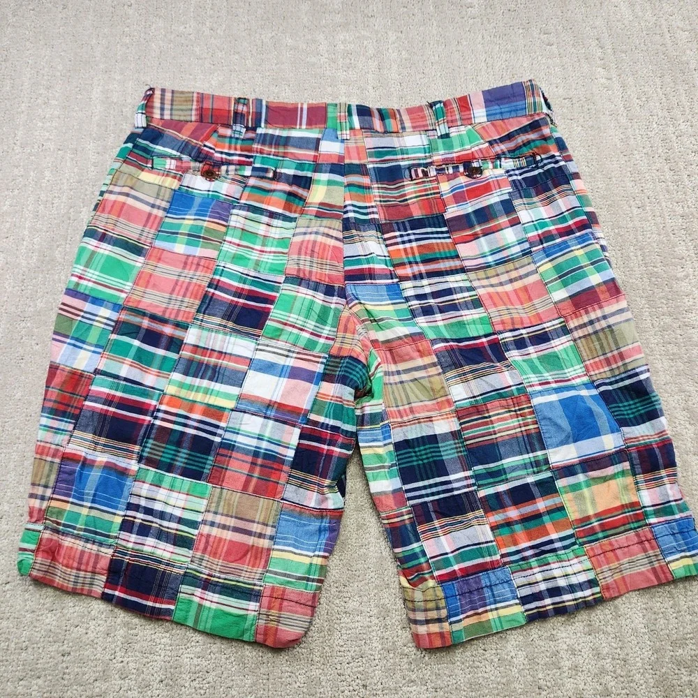 Vintage Polo Ralph Lauren Shorts Men 36 Patchwork Madres Plaid Cotton 10